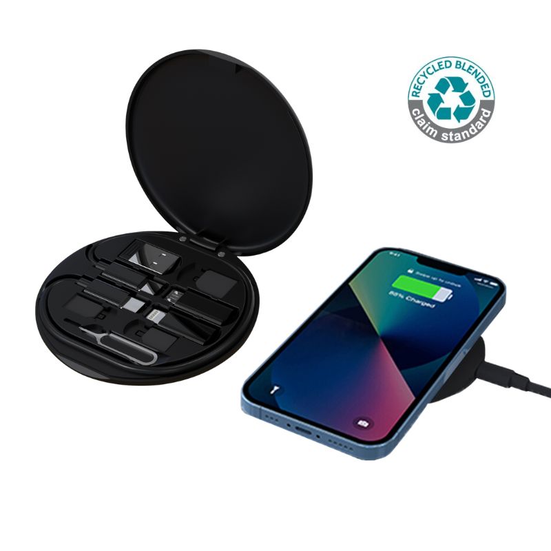 Recycled 15W Wireless Charger Multi - Cable Set