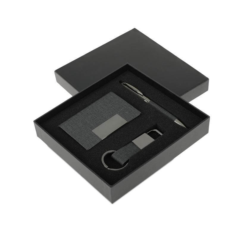(Card Holder, Key Chain and Pen) - Black 2