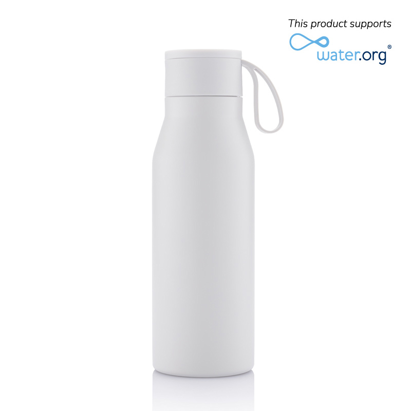 Recycled Stainless Steel Vacuum Bottle - White