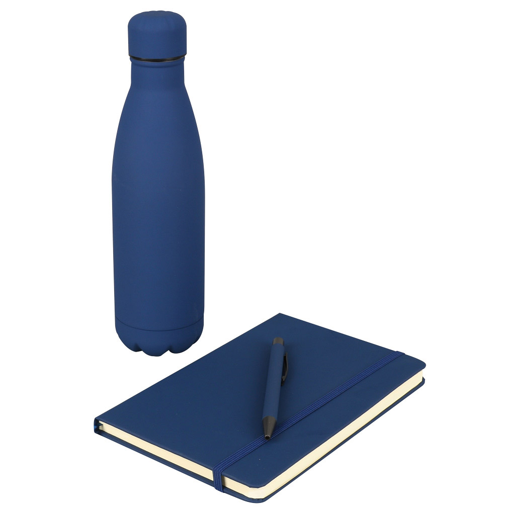 Giftology Set of Stainless Bottle, Notebook and Pen - Blue 1
