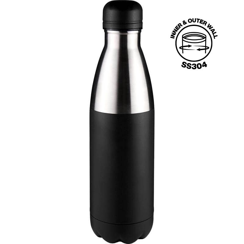 Hans Larsen Double Wall Stainless Steel Water Bottle - Black