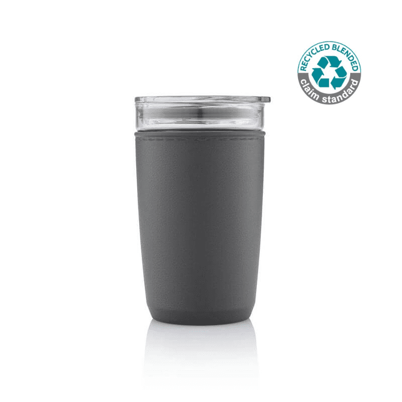 Premium Glass Tumbler with Recycled Protective Sleeve - Black