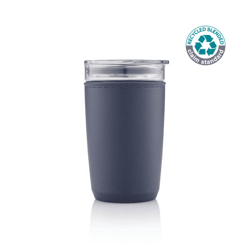 Premium Glass Tumbler with Recycled Protective Sleeve - Blue
