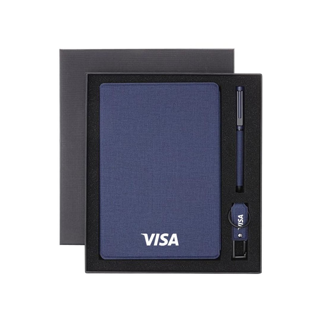 LENZEN - CHANGE ZERO Sustainable Gift Set with Refillable Notebook, Pen & USB Keychain - Navy (1)