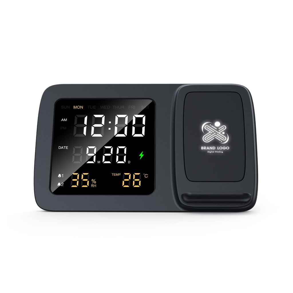 RISE - Giftology Digital Alarm Clock Wireless Charger - Black (4)