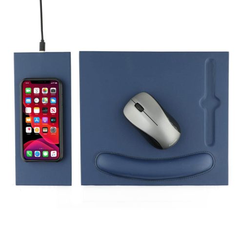 [ITWC 1106] DOBERAN - @memorii 10W Wireless Charger PU Mouse Pad - Navy Blue (2)