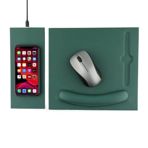 [ITWC 1107] DOBERAN - @memorii 10W Wireless Charger PU Mouse Pad - Dark Green (2)